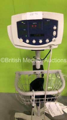 2 x Welch Allyn 53N00 Patient Monitors on Stands with 2 x BP Hoses and 1 x BP Cuff (Both Power Up) - 3