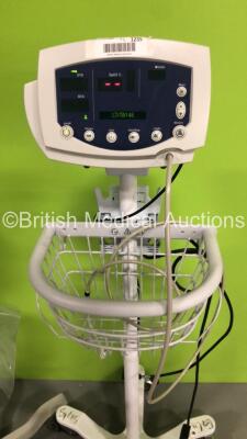 2 x Welch Allyn 53N00 Patient Monitors on Stands with 2 x BP Hoses and 1 x BP Cuff (Both Power Up) - 4