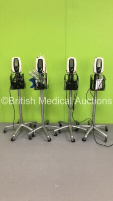 4 x Welch Allyn 420 Series Vital Signs Monitors on Stands (All Power Up)