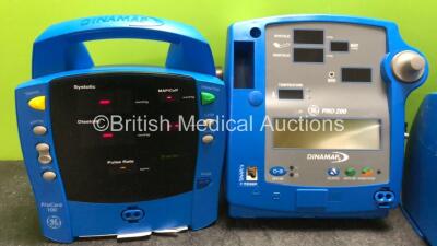 Job Lot of Patient Monitors Including 1 x GE Carescape Pro 100 Patient Monitor (Powers Up) 1 x GE Dinamap PRO 200 Patient Monitor (No Power) 1 x GE Carescape V100 Patient Monitor (No Power with Missing Front Panel-See Photo) 1 x GE Dinamap 300 Patient Mon - 2