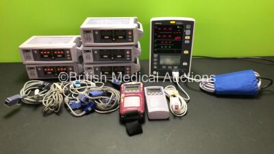 Job Lot Including 5 x Nellcor OxiMax N-560 Meters with 4 x SpO2 Leads, 1 x Mindray Datascope Accutorr Monitor with SpO2 Lead with Sensor and BP Hose with Cuff (All Power Up) and 2 x Nellcor OxiMax NPB-40 Oximeters *11111090537 - 018105040246 - 11111050546