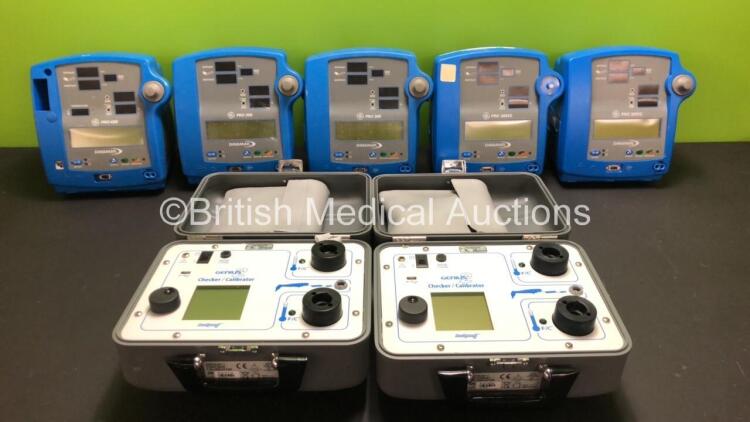 Job Lot Including 5 x GE Dinamap Monitors (2 x Pro 300V2, 1 x Pro 300 and 1 x Pro 400) and 2 x Covidien Genius 2 Checker-Calibrator