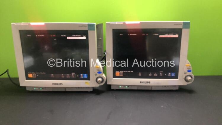 2 x Philips IntelliVue MP70 Touchscreen Patient Monitors *Mfd's - 02/2009* Software Revision - K.21.58 (Both Power Up)