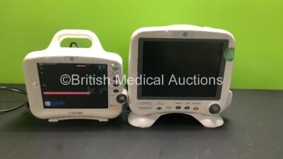 Job Lot Including 1 x GE Dash 3000 Patient Monitor with ECG, CO2, NBP, BP1, BP2, SPO2 and Temp Options (Powers Up with Maintenance Required Message and Cracked Casing - See Photos) and 1 x GE Transport Pro Patient Monitor (Untested Due to No Power Supply,