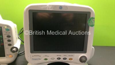 Job Lot Including 1 x GE Dash 3000 Patient Monitor with ECG, CO2, NBP, BP1, BP2, SPO2 and Temp Options (Powers Up with Maintenance Required Message and Cracked Casing - See Photos) and 1 x GE Transport Pro Patient Monitor (Untested Due to No Power Supply, - 5