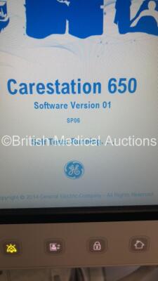 GE Carestation 650c Anaesthesia Machine Software Version 01 with Bellows Absorber and Hoses (Powers Up) *S/N SM8153600092WA* **Mfd 08/15** TRADE RESTRICTIONS * Countries under embargo or trade restrictions, countries where refurbished equipment sales are - 2