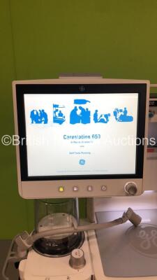 GE Carestation 650c Anaesthesia Machine Software Version 01 with Bellows Absorber and Hoses (Powers Up) *S/N SM8153600092WA* **Mfd 08/15** TRADE RESTRICTIONS * Countries under embargo or trade restrictions, countries where refurbished equipment sales are - 3