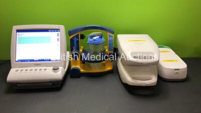 Mixed Lot Including 1 x Laerdal Suction Unit with Cup and Lid (Powers Up) 1 x Edan F9 Fetal Monitor (Powers Up with Some Damaged Casing - See Photos) and 3 x Nebulisers