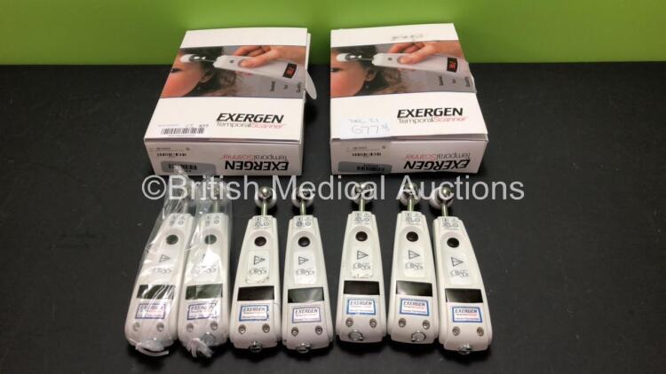 7 x Exergen Temporal Scanner Infrared Thermometers (2 x Boxed, 1 x Casing Damage - See Photo)