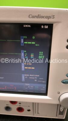 Datex Ohmeda Cardiocap 5 Anesthesia Monitor Including Spirometry, ECG, NIBP, SpO2, P1, P2, T1 and Gas Options with D-fend Water Trap (Powers Up) *SN FBUE01770* - 6