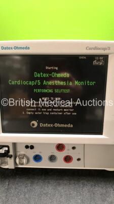 Datex Ohmeda Cardiocap 5 Anesthesia Monitor Including Spirometry, ECG, NIBP, SpO2, P1, P2, T1, T2 and Gas Options with D-fend Water Trap (Powers Up) *SN FBWG00690* - 4