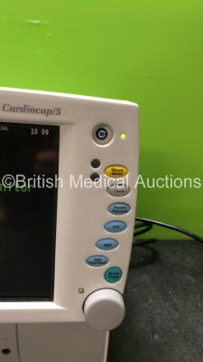 Datex Ohmeda Cardiocap 5 Anesthesia Monitor Including Spirometry, ECG, NIBP, SpO2, P1, P2, T1, T2 and Gas Options with D-fend Water Trap (Powers Up with Damaged Power Button-See Photo) *SN FBWG00689* - 4