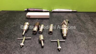 Job Lot Including 1 x Micro Aire 1140-000 Surgical Pneumatic Micro Drill, 1 x Micro Aire 1220-100 Handpiece, 2 x Chuck Keys,1 x Aesculap Comfort Attachment and 4 x Aesculap Drill Attachments