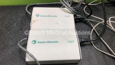 Job Lot Including 1 x Datex Ohmeda S/5 Patient Monitors Including ECG, CO2, SpO2, NIBP and T1 Options with 1 x Power Supply (Powers Up with Missing Dial-See Photo) 1 x Datex Ohmeda S/5 Patient Monitor Including ECG, SpO2, NIBP and T Options with 1 x AC Po - 10