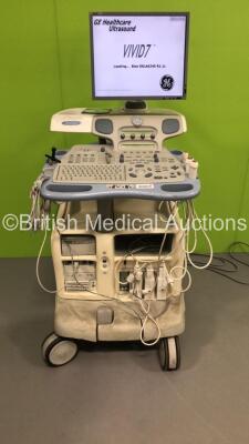 GE Vivid 7 Dimension Flat Screen Ultrasound Scanner *S/N 8967V7L* **Mfd 09/2007** with 4 x Transducers / Probes (5S *Mfd 12/2003* / 10S *Mfd 08/2007* / 7s *Mfd 10/2007* and TE Probe (Damaged Probe) and Sony UP-D897 Digital Graphic Printer (Powers Up with 