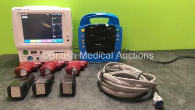 Mixed Lot Including 1 x Fukuda Denshi DS-7100 Patient Monitor Including ECG, SpO2, BP, NIBP, TEMP and Printer Options (Powers Up) 3 x EZ-IO G3 Power Drivers. 3 x Stryker 4112 Battery Packs, 1 x GE Procare 100 Patient Monitor (No Power with Cracked Casing-