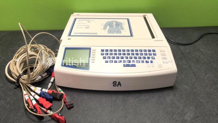 Mortara ELI 250 Series Electrocardiograph with 1 x 10 Lead ECG Lead (Powers Up)