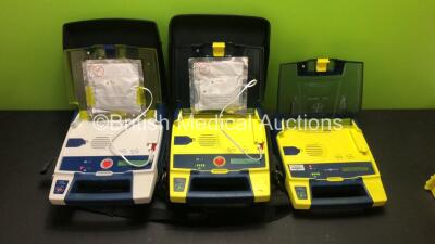 3 x Cardiac Science PowerHeart AED G3 Pro Defibrillators with 3 x Batteries and 3 x Carry Cases (All Power Up)