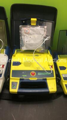 3 x Cardiac Science PowerHeart AED G3 Pro Defibrillators with 3 x Batteries and 3 x Carry Cases (All Power Up) - 3