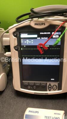 2 x Philips MRx Defibrillators Including Pacer,ECG and Printer Options with 2 x Philips M3539A Power Adapters, 2 x Philips M3538A Batteries, 2 x Paddle Lead, 2 x Philips M3725A Test Loads and 2 x 3 Lead ECG Leads (Both Power Up) *US00585183, US00546520* - 4