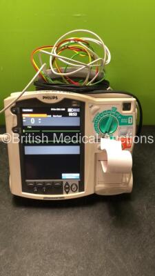 2 x Philips MRx Defibrillators Including Pacer, ECG SpO2 and Printer Options with 2 x Philips M3539A Power Adapters, 2 x Philips M3538A Batteries, 2 x Paddle Lead, and 2 x 3 Lead ECG Leads (Both Power Up) *US00539106, US00546526* - 9