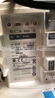 2 x Philips MRx Defibrillators Including Pacer, ECG and Printer Options with 2 x Philips M3539A Power Adapters, 2 x Philips M3538A Batteries, 2 x Paddle Lead, and 2 x 3 Lead ECG Leads (Both Power Up) *US00554890, US00546521* - 12