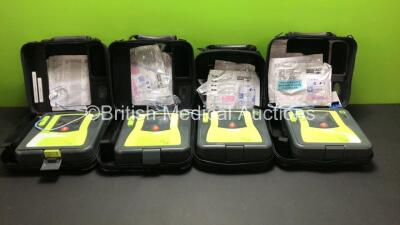 4 x Zoll AED Pro Defibrillators with 4 x Carry Cases - 3 x Damaged Screens (All Power Up with Stock Battery - Not Included)