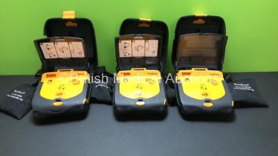 3 x Medtronic Lifepak CR Plus Defibrillators with 3 x Ambu Res-Cue Masks in Carry Cases (All Power Up) *35748930 - 35749009 - 35749041*