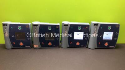 4 x Laerdal Heartstart FR2 Defibrillators (All Power Up with Stock Battery - Not Included) *1101048990 - 0700008323 - 0301025314 - 0301025376*