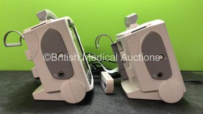 2 x Philips MRx Defibrillators Including Pacer, ECG and Printer Options with 2 x Philips M3539A Power Adapters, 1 x Paddle Lead, 1 x Philips M3725A Test Load (Both Power Up) - 4