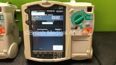 2 x Philips MRx Defibrillators Including Pacer, ECG and Printer Options (Both Power Up when Tested with Stock Batteries-Batteries Not Included) - 3