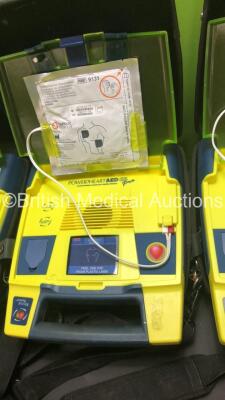 3 x Cardiac Science PowerHeart AED G3 Pro Defibrillators with 3 x Batteries and 3 x Carry Cases (All Power Up) - 3