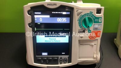 2 x Philips MRx Defibrillators Including Pacer, ECG and Printer Options with 1 x Battery (Both Power Up when Tested with Stock Batteries-Batteries Not Included) - 3