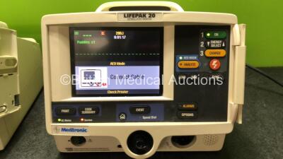 2 x Lifepak 20 Defibrillators / Monitors *Mfd 2004 - 2006* Including ECG and Printer Options (Both Power Up with Service Lights) *GI* - 3