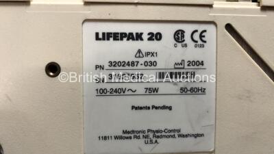 2 x Lifepak 20 Defibrillators / Monitors *Mfd 2004 - 2006* Including ECG and Printer Options (Both Power Up with Service Lights) *GI* - 5