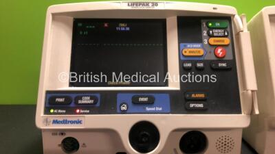 2 x Lifepak 20 Defibrillator / Monitors *Mfd 2004 - 2004* Including ECG and Printer Options (Both Power Up with Service Lights) *GI* - 3