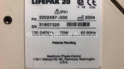 2 x Lifepak 20 Defibrillator / Monitors *Mfd 2004 - 2004* Including ECG and Printer Options (Both Power Up with Service Lights) *GI* - 5