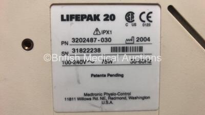 2 x Lifepak 20 Defibrillator / Monitors *Mfd 2004 - 2004* Including ECG and Printer Options (Both Power Up with Service Lights) *GI* - 6