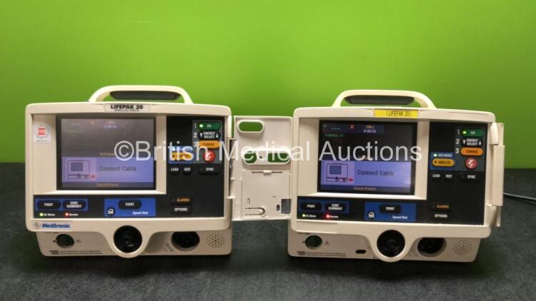 2 x Lifepak 20 Defibrillators / Monitors *Mfd 2004 - 2004* Including ECG and Printer Options (Both Power Up with Service Lights) *GI*