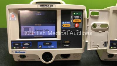 2 x Lifepak 20 Defibrillators / Monitors *Mfd 2004 - 2004* Including ECG and Printer Options (Both Power Up with Service Lights) *GI* - 2