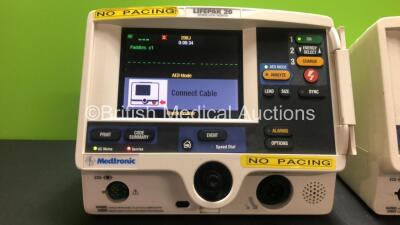 2 x Lifepak 20 Defibrillators / Monitors *Mfd 2006 - 2006* Including ECG and Printer Options (Both Power Up with Service Lights) *GI* - 3