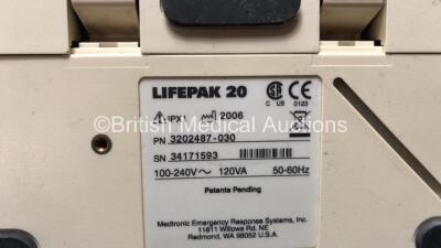 2 x Lifepak 20 Defibrillators / Monitors *Mfd 2006 - 2006* Including ECG and Printer Options (Both Power Up with Service Lights) *GI* - 5