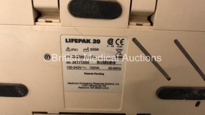 2 x Lifepak 20 Defibrillators / Monitors *Mfd 2004 - 2006* Including ECG and Printer Options (Both Power Up with Service Lights) *GI* - 5