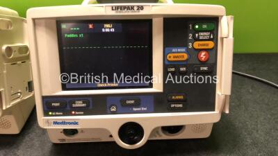 2 x Lifepak 20 Defibrillators / Monitors *Mfd 2005 - 2006* Including ECG and Printer Options (Both Power Up with Service Lights) *GI* - 3