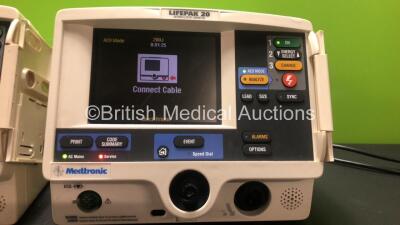 2 x Lifepak 20 Defibrillator / Monitors *Mfd 2004 - 2005* Including ECG and Printer Options (Both Power Up with Service Lights) *GI* - 2