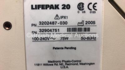 2 x Lifepak 20 Defibrillator / Monitors *Mfd 2004 - 2005* Including ECG and Printer Options (Both Power Up with Service Lights) *GI* - 5