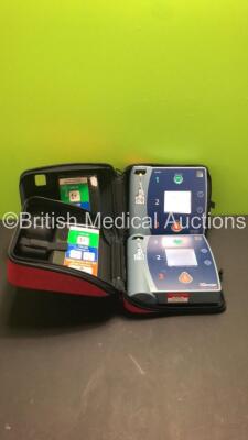1 x Philips HeartStart FR2+ Defibrillator in Carry Case and 1 x Laerdal HeartStart FR2 Defibrillator in Carry Case (Both Power Up with Stock Battery-No Batteries Included)