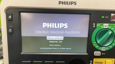 Philips Efficia DFM100 Defibrillator / Monitor *Mfd - 06/2018* Release Rev. 2.00 with Pacer, ECG and Printer Options, 3 Lead ECG Lead and Rechargeable Li-Ion Battery (Powers Up) *CN32618773* - 3