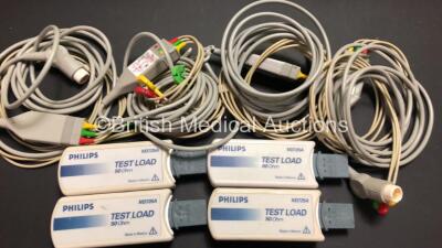 4 x Agilent Heartstream XL Smart Biphasic Defibrillators with ECG and Printer Options, 4 x Test Loads, 4 x Paddle Leads, 4 x 3 Lead ECG Leads and 4 x Batteries (All Powewr Up) *US00103775 - US00110040 - US00110041 - US00110042* - 6
