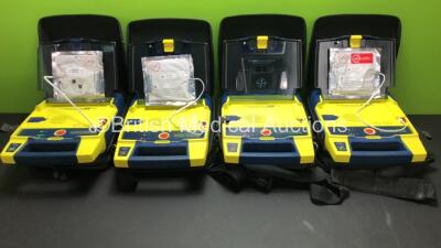 4 x Cardiac Science Powerheart AED G3 Automated External Defibrillators with 4 x Batteries and 4 x Carry Cases (All Power Up)